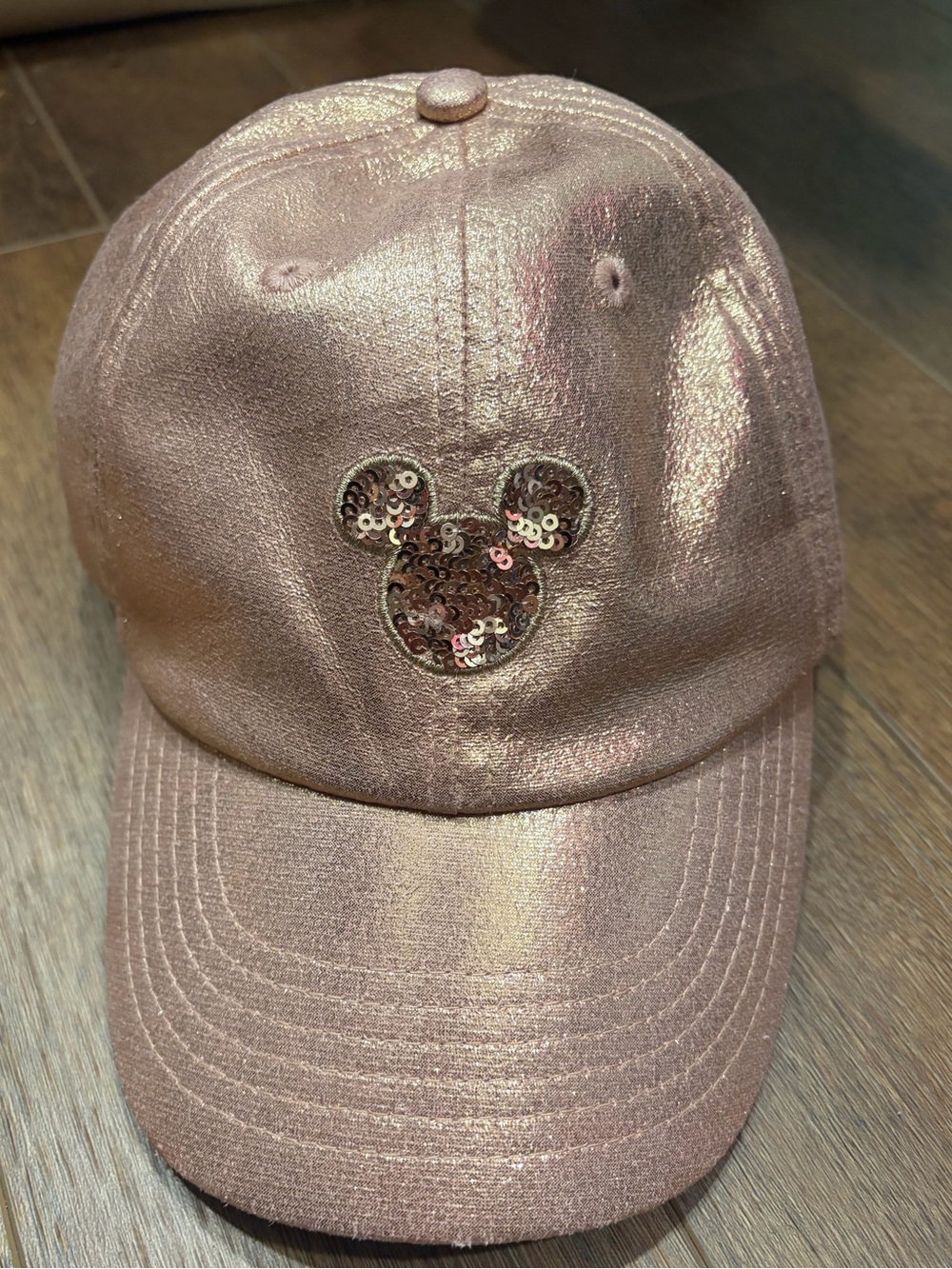 Disney Parks Mickey Mouse‎ Rose Gold Sequin Adult Baseball Hat